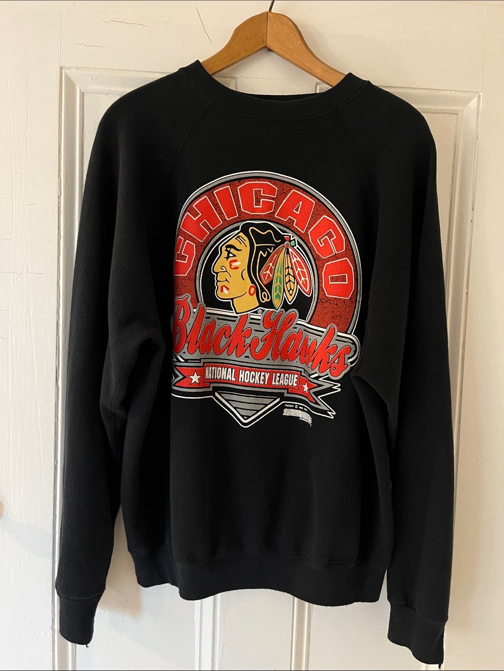 Vintage Chicago blackhawks sweater 1992  tultex made in USA tag